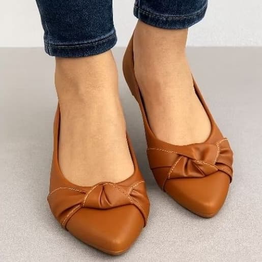 Sapatilha Feminina Bico Fino Caramelo Elegante Sapato Feminino Confortável Sapatilha Social Envio Imediato