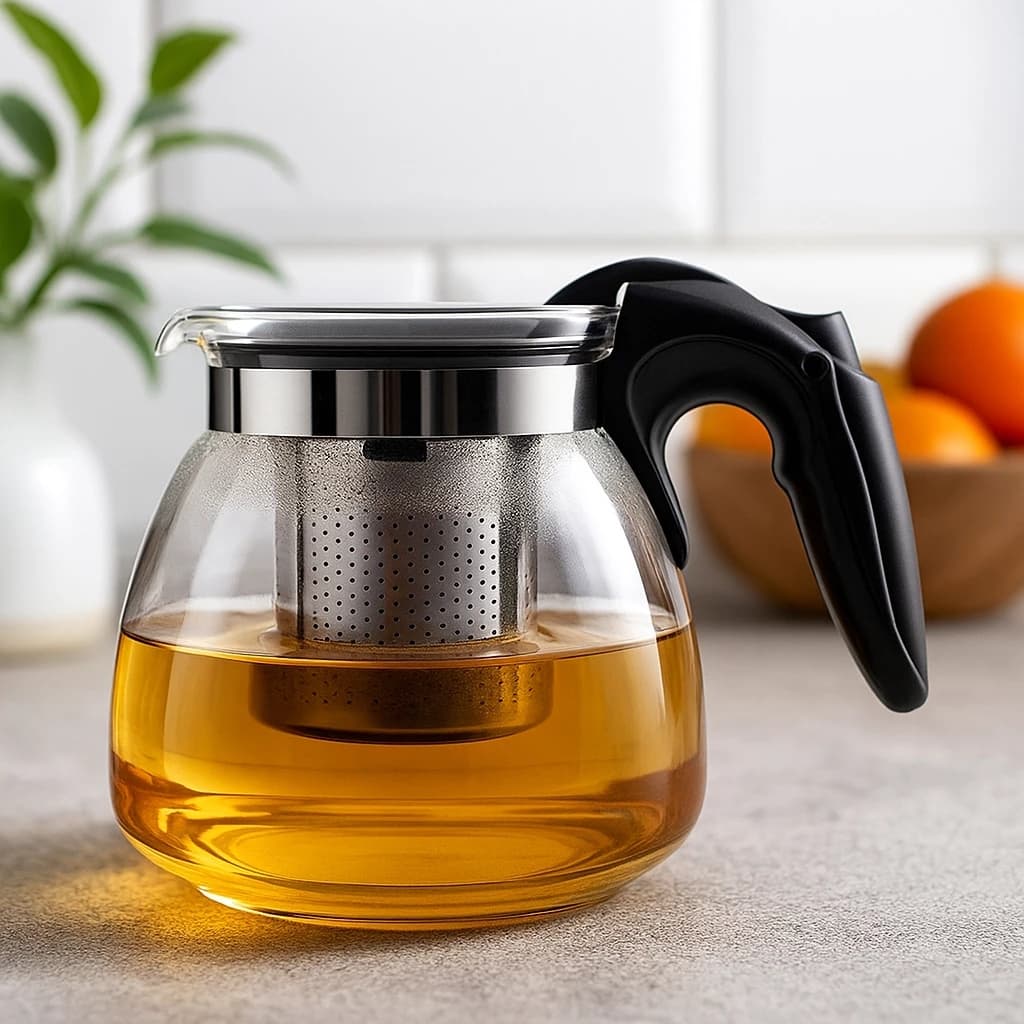 Chaleira Bule Vidro com Infusor Inox para Chá e Café 350ml