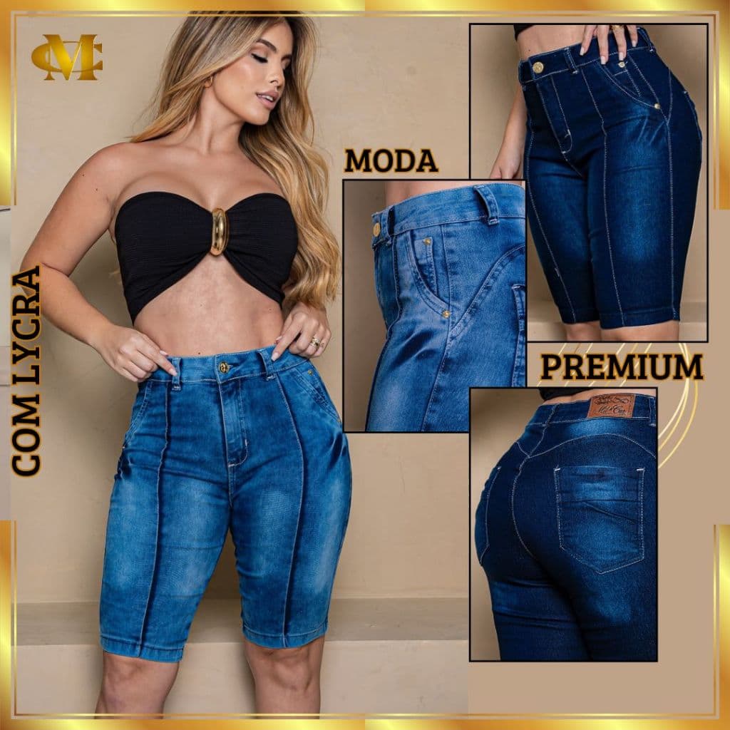 Bermuda feminina lisa sky Cintura Alta com Lycra Elastano conforto para seu dia a dia