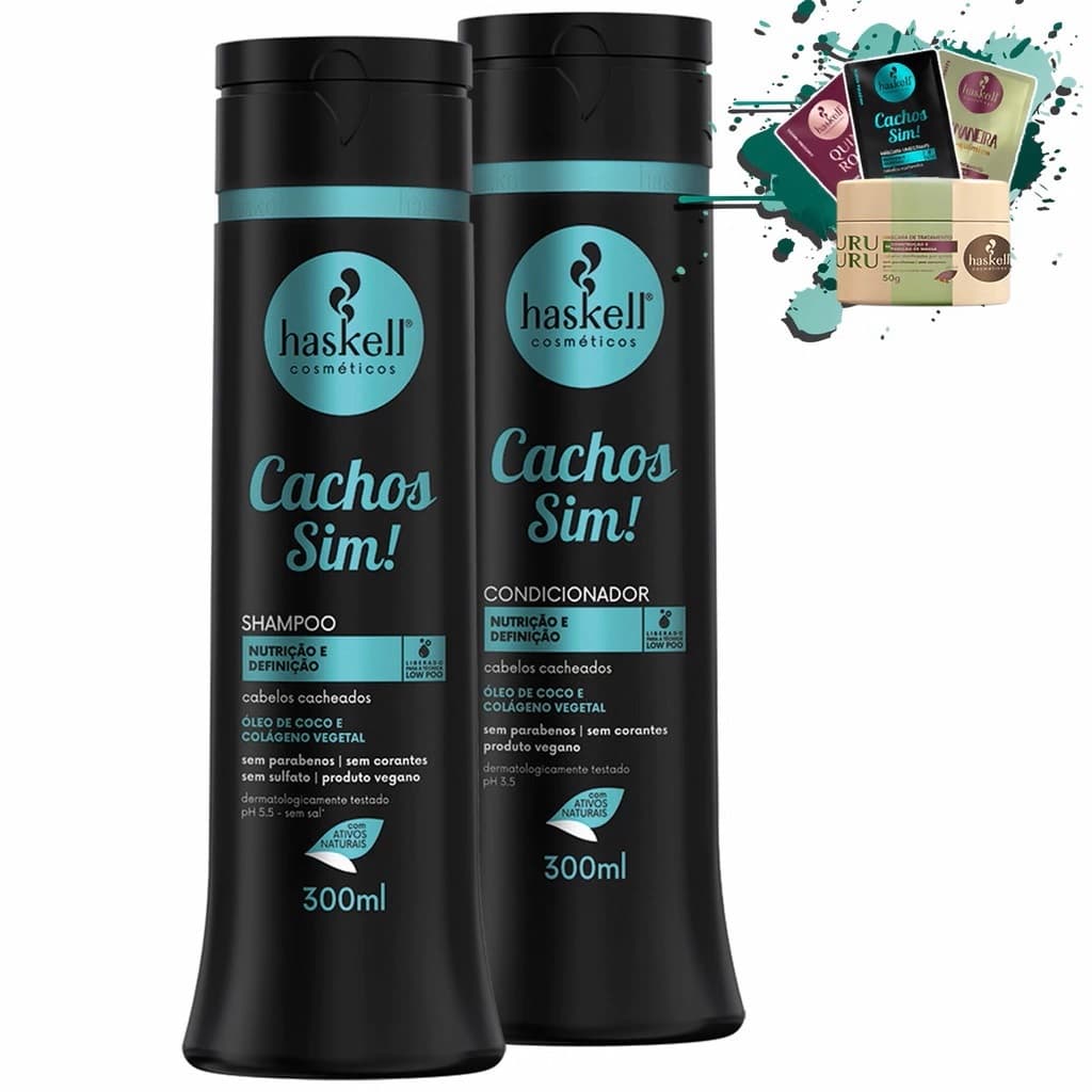Shampoo e Condicionador Cachos Sim 300ml Haskell