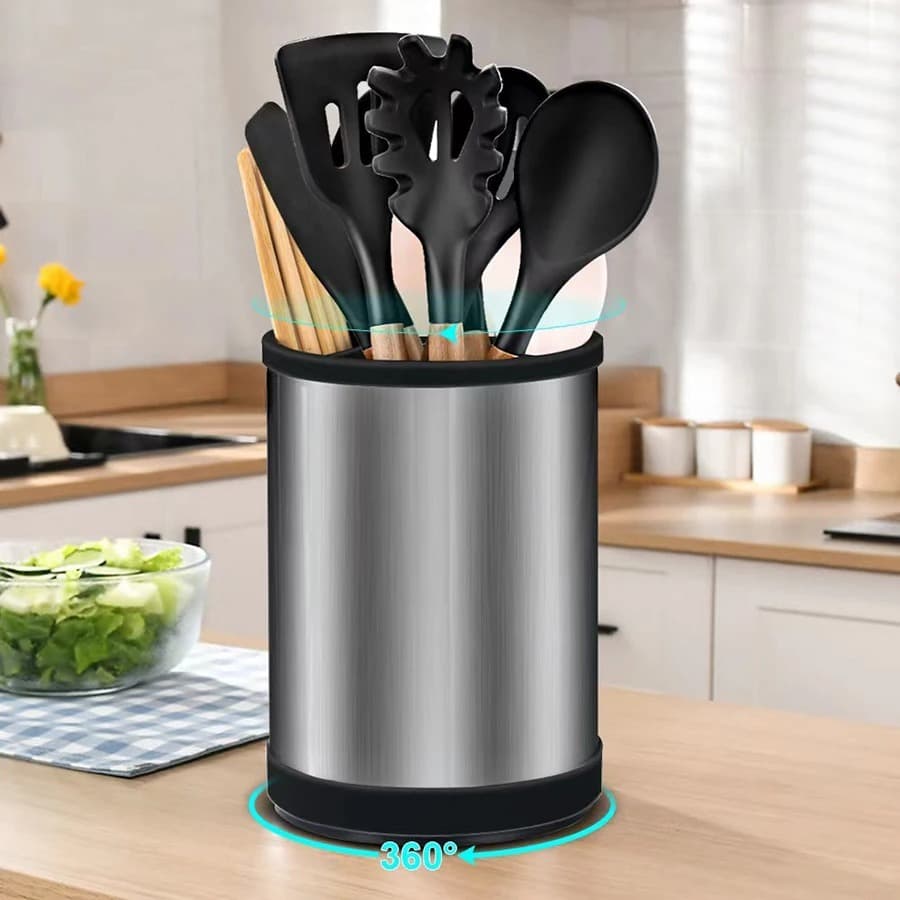 Porta Talher de Inox com Dreno Escorredor de Utensílios Cozinha Bancada Pia