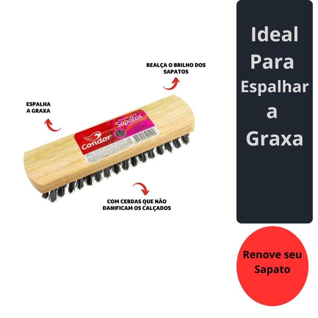 Escova condor para sapato, para dar brilho sapato e Couro e Estofados N°1 Condor