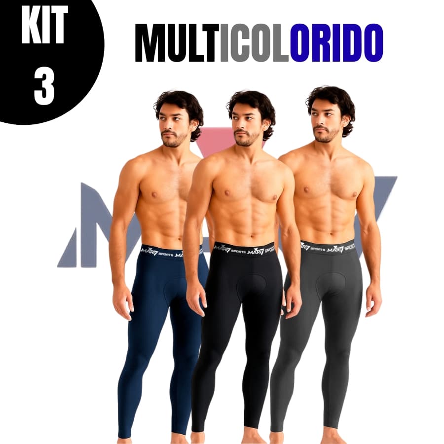 Calça Térmica Segunda Pele KIT 3 MULTICOLORIDO PRETO MARINHO CHUMBO ideal para atividades ao ar livre Corridas Caminhada