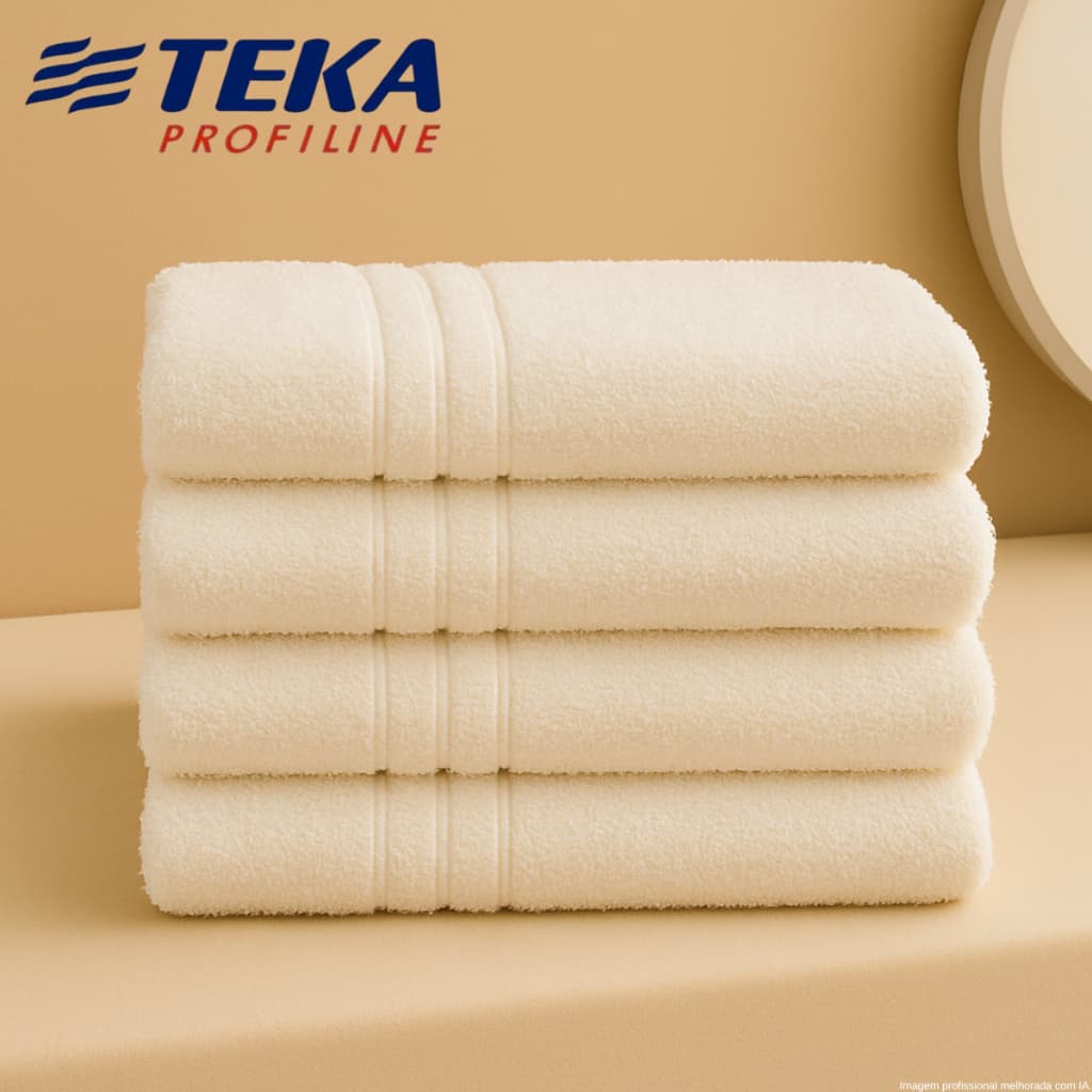 Kit 4 Toalhas de Banho Branca Hotel Teka Roma Profiline 70x135 Luxo Algodão Macia Absorvente Pousada