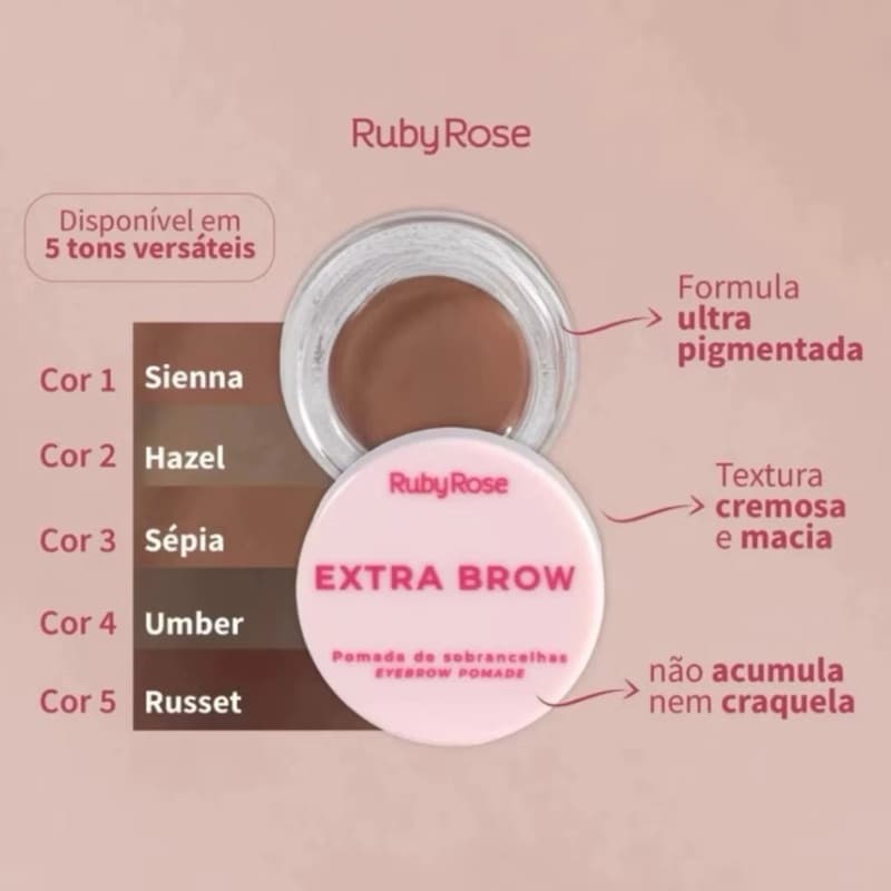 Pomada para Sobrancelhas Extra Brow Linha Rosa by Ruby Rose HB-E2502