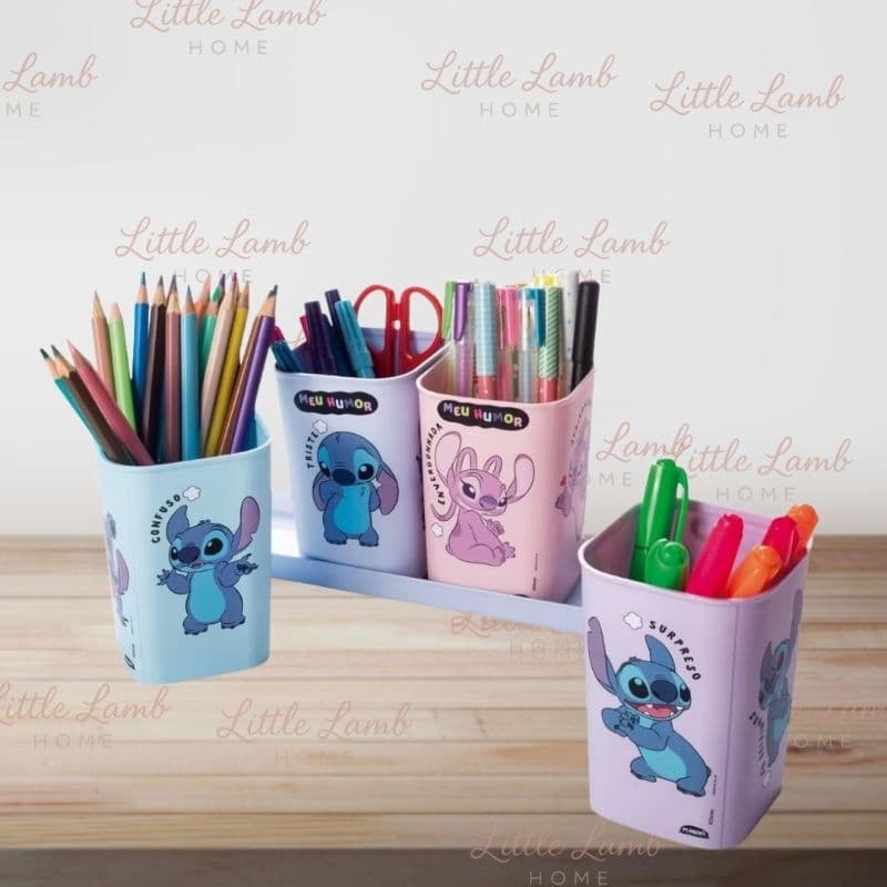 Porta caneta organizador 5 peças Stitch - Plasútil
