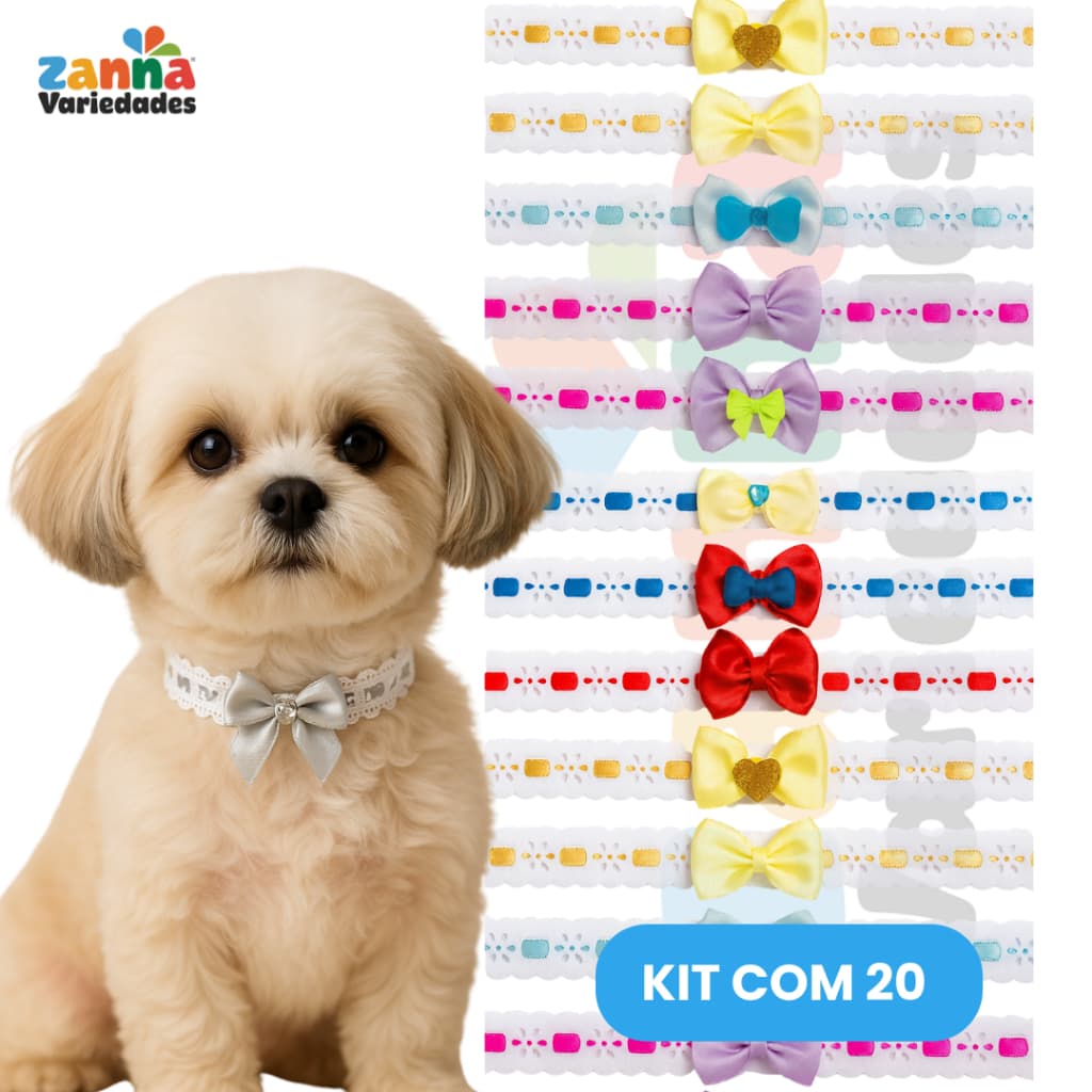 Colar, Gargantilha Para Cachorro com 20 Unidades Para Banho E Tosa KIT PROMOCIONAL