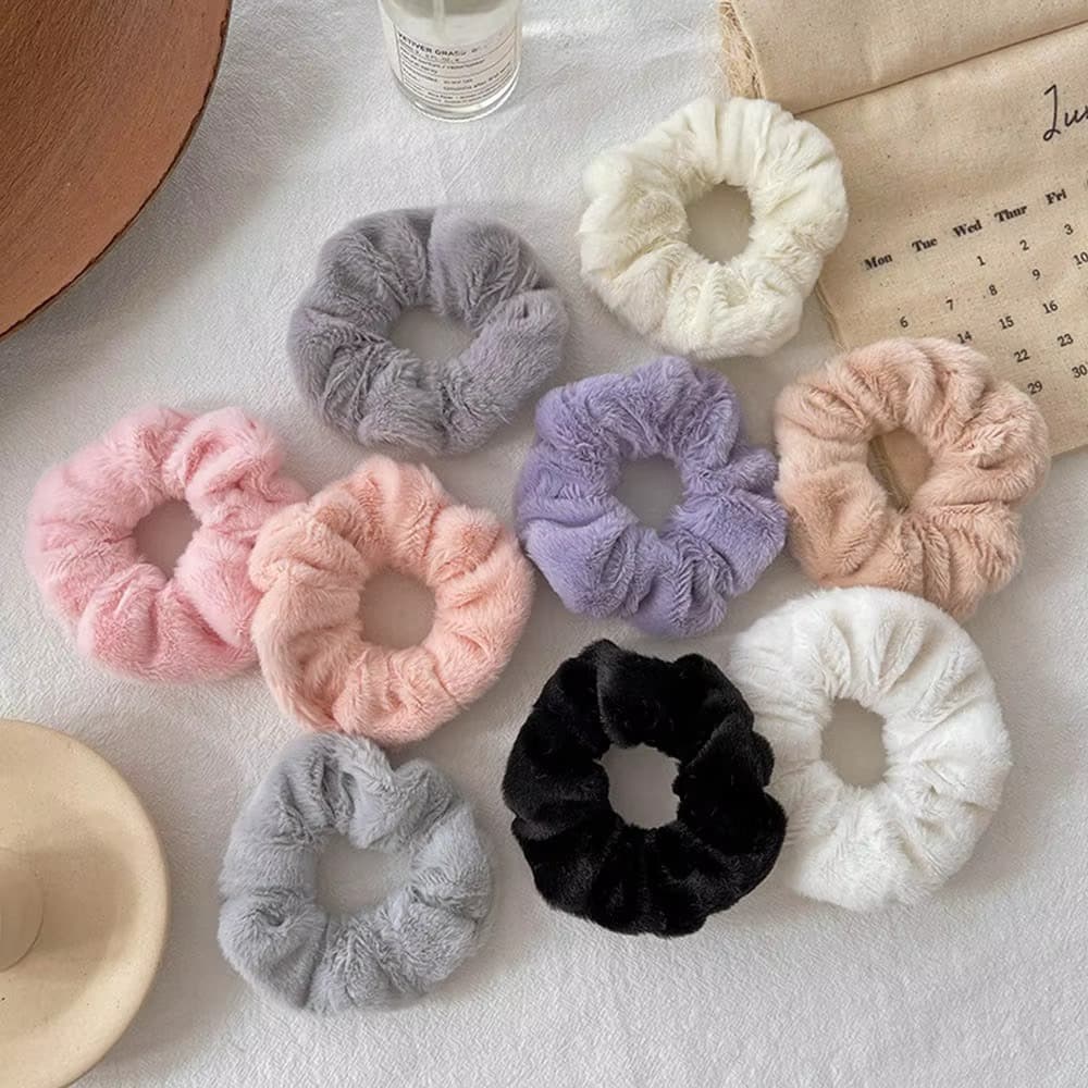 Kit Scrunchie Felpudo Sortido – Elásticos Macios e Coloridos p/ Cabelo Envio com Cores Sortidas