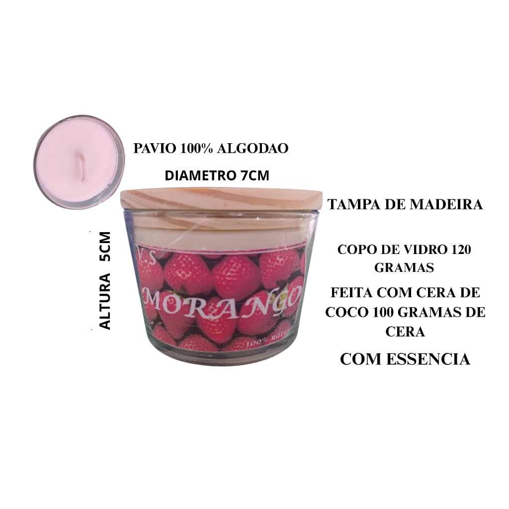 Vela Aromática Feita Com Cera de Coco no Copo de Vidro Vesana 8 Aromas Disponíveis