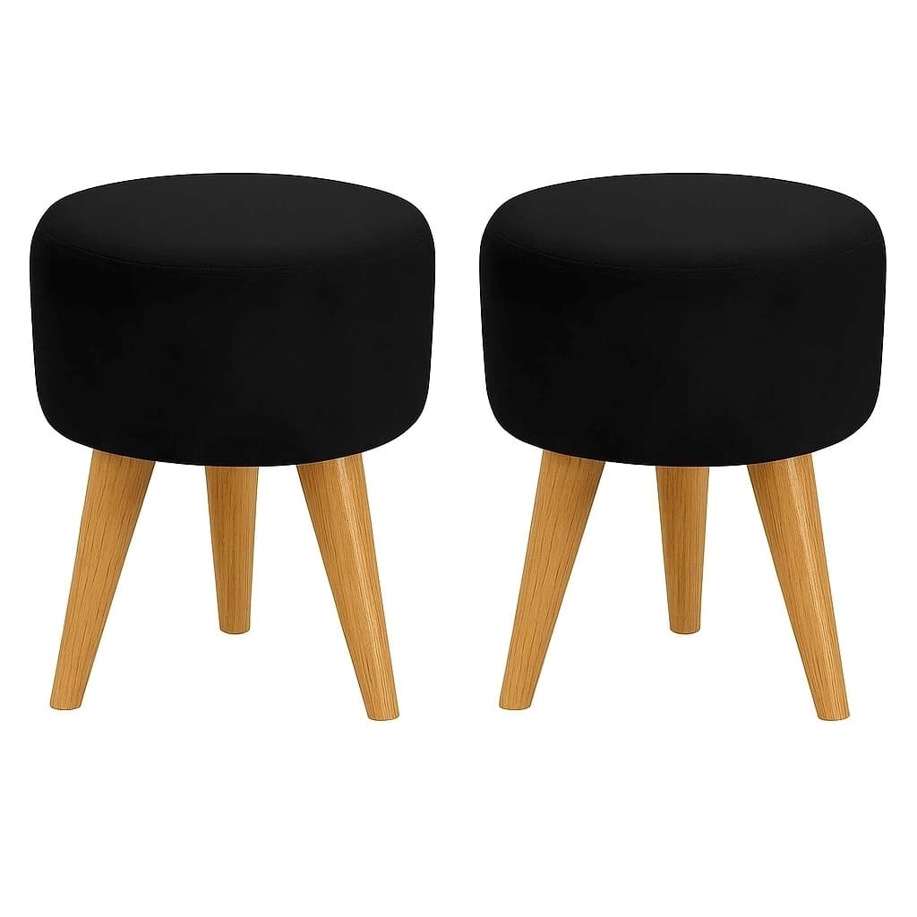 KIT Puff Redondo Pé Palito Banqueta 36x36cm Reforçada Apoio Sala