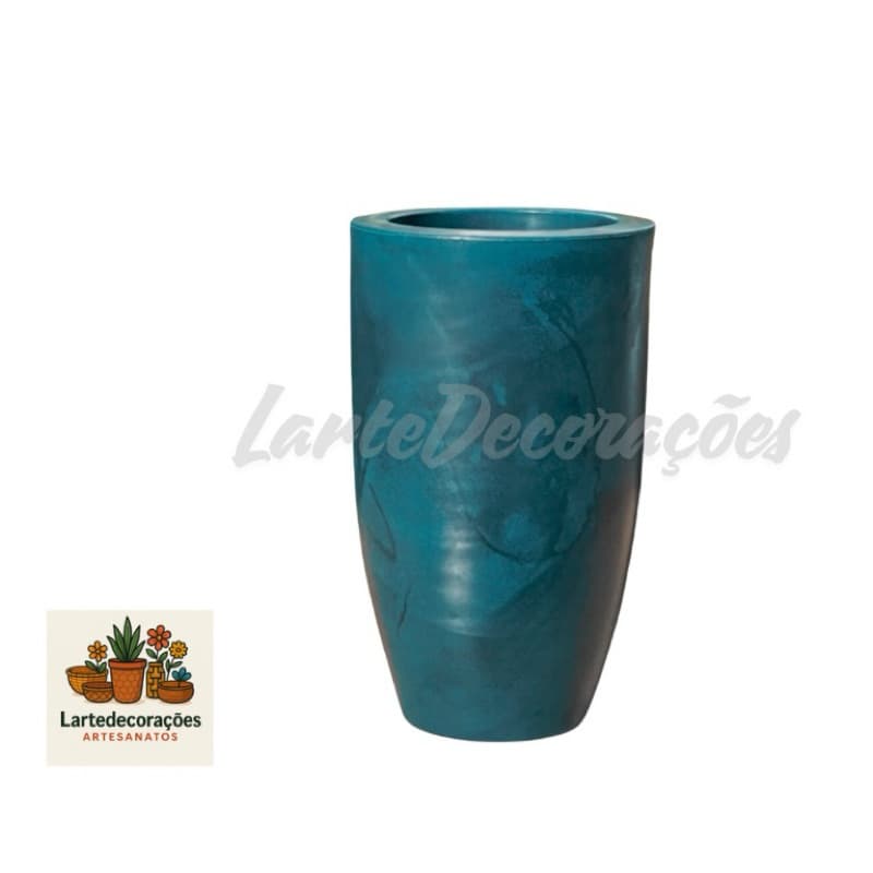 VASO PLANTA DECORATIVO – COLUNA IBIZA SLIM MARMORIZADA | 50CM | DECORAÇÃO SALA E ÁREA INTERNA