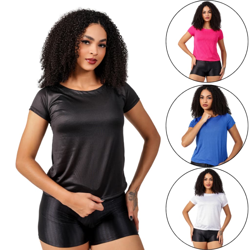 Camiseta academia feminina dry fit blusa fitness baby look