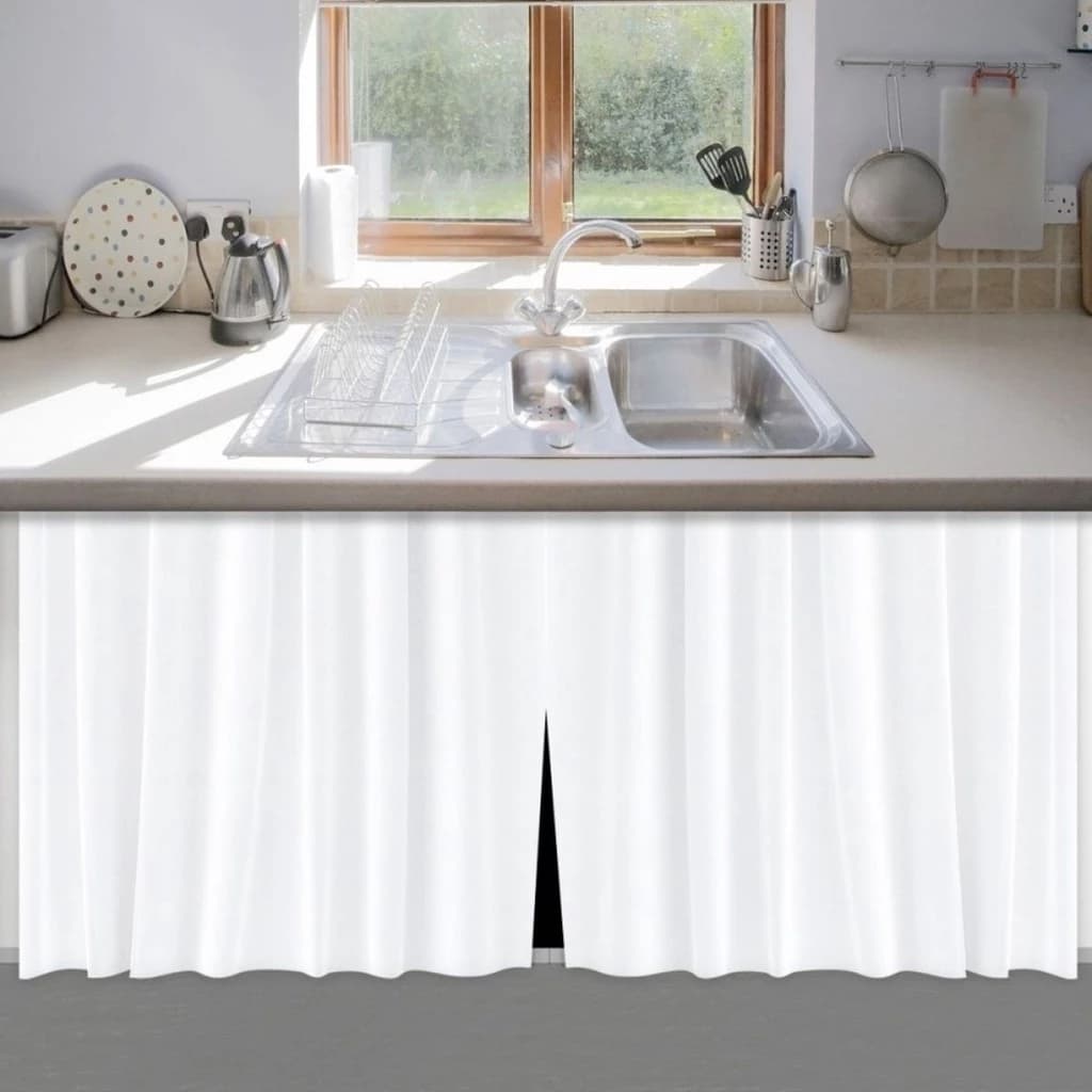 Cortina Pia Cozinha 1,38x0,80 PVC Impermeável Lavanderia Tanque | Branca Bege Cinza Preta