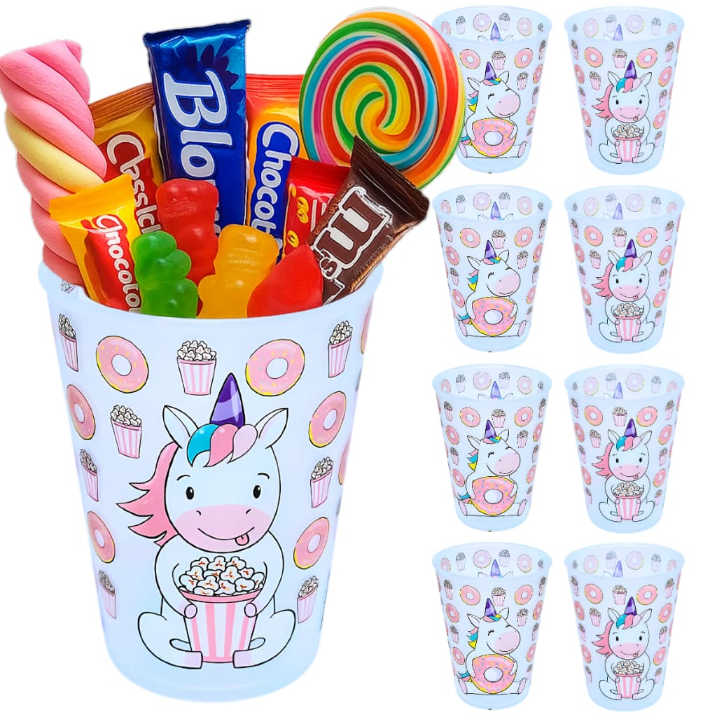 Kit 10 Copos Unicórnio Festa Aniversário Infantil Decoração Lembrancinha Doces