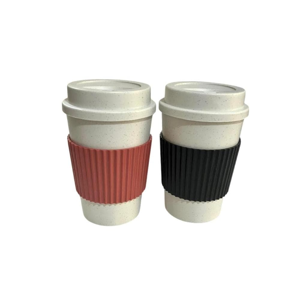 Copo para Viagem Café e Chá Tones Fibra Bambu Tampa 450ml Reutilizável Ecológico Bambu Com Tampa e Mexedor