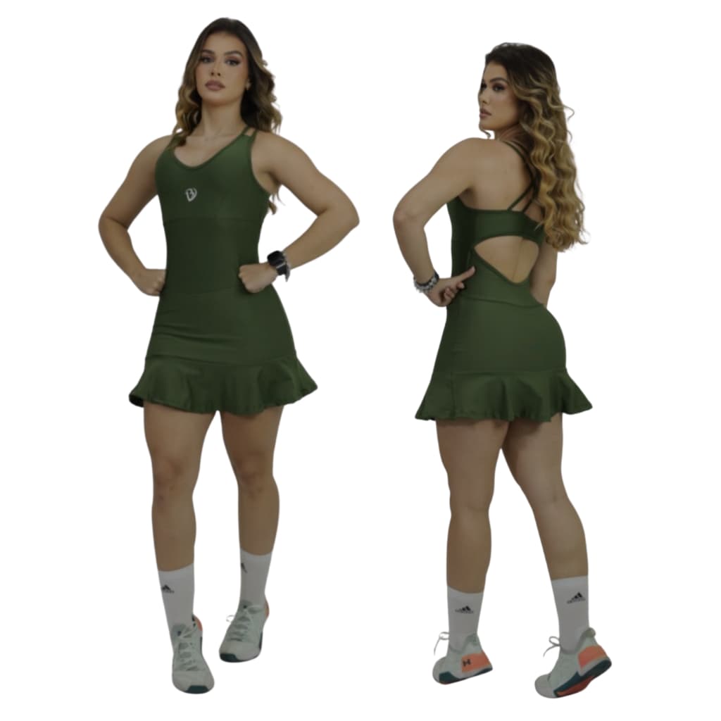 Macaquinho estilo vestido fitness Feminino