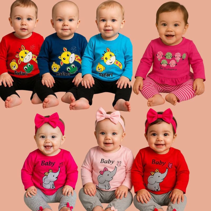 Conjunto Baby Bebê Infantil Menino Menina Meia Estação Blusa Manga Longa e Calça