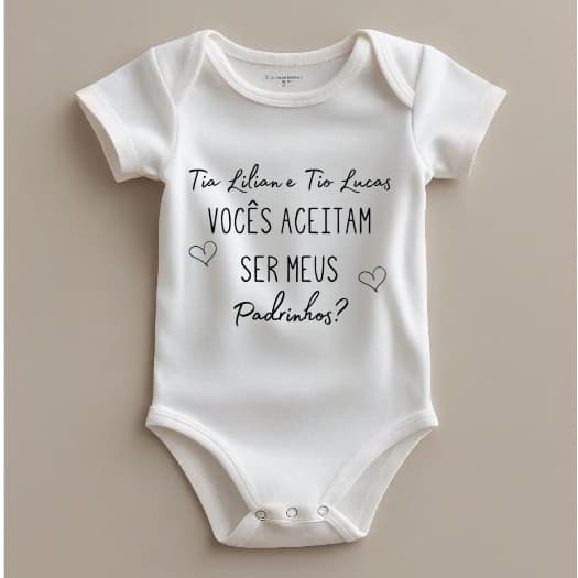 Body Bebê Personalizado para Padrinhos 100% Algodão