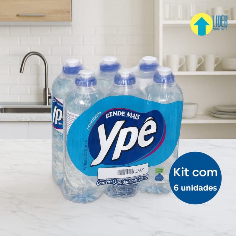 Kit Com 6 Detergente Lava Louças Liquido Ypê 500ml Cada Clear
