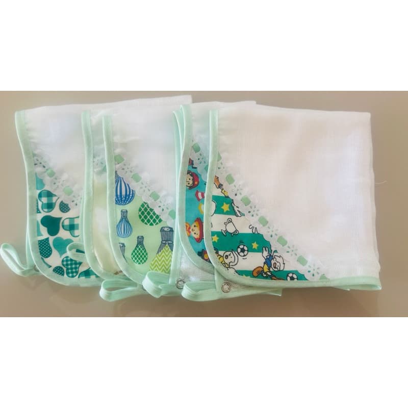 Kit 5 Toalhinhas De Boca Com Porta Chupetas Para Bebê