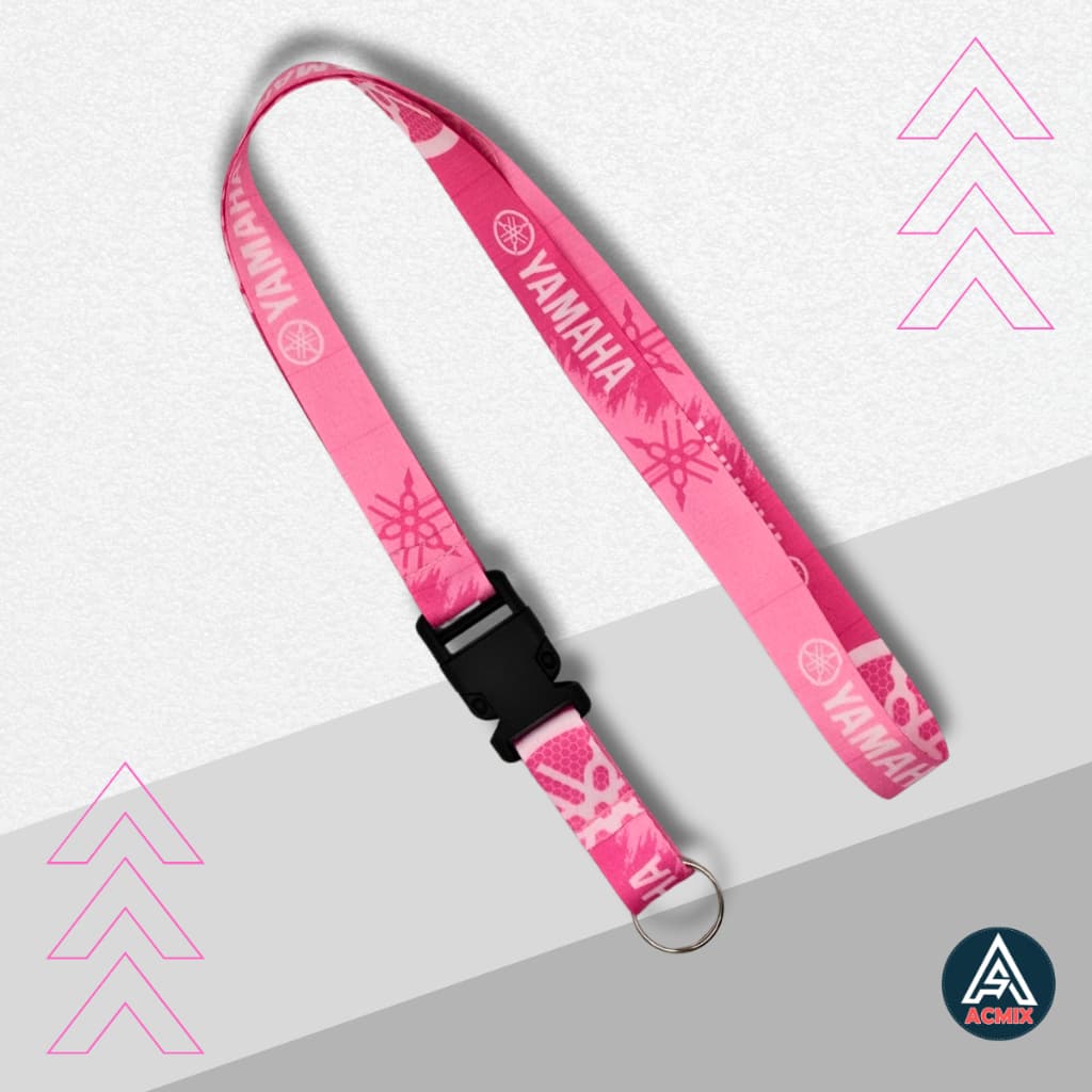 Cordão Pescoço Moto Yamaha com Engate Rápido Chaveiro Rosa