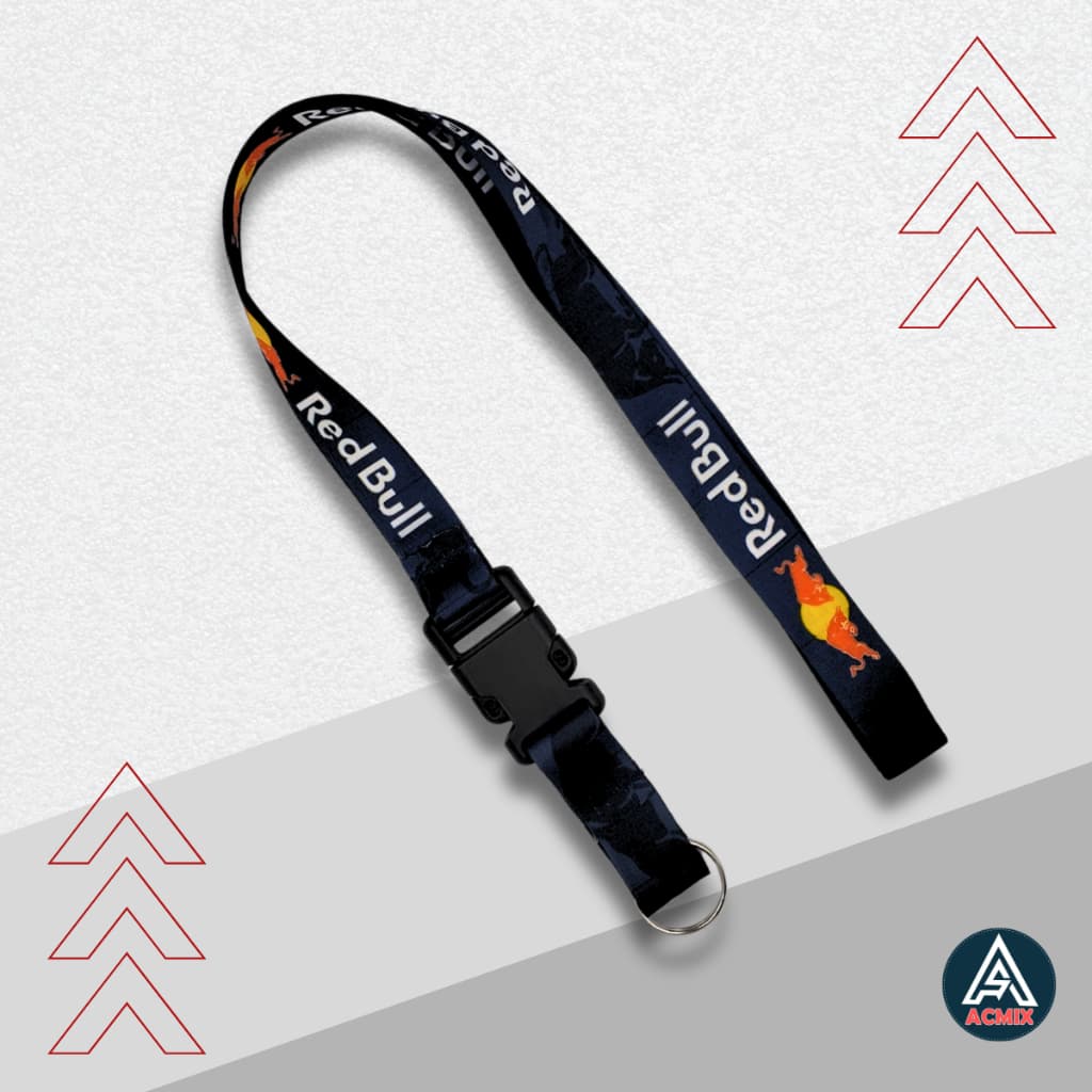 Cordão Pescoço Moto Red Bull com Engate Rápido Chaveiro Azul Escuro