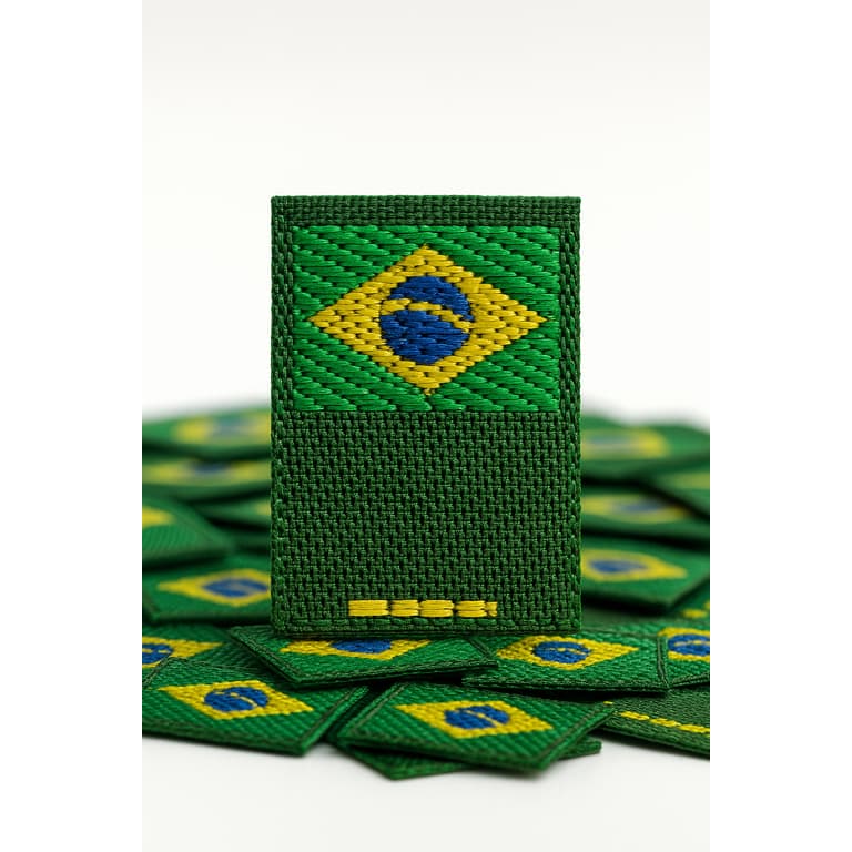 Etiqueta Bandeira Do Brasil Tecido - Pacote Com 100 Unidades.