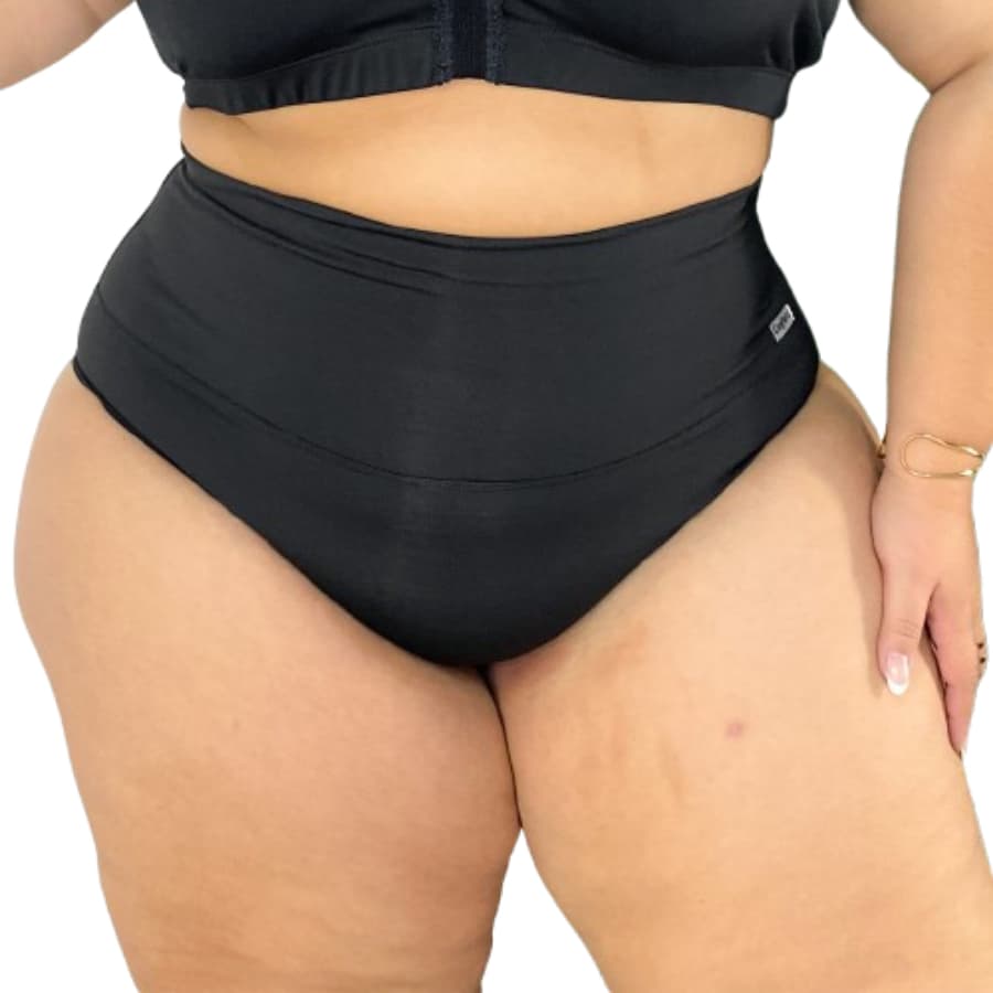 2 Calcinha Cinta Modeladora Plus Size Feminina Hot Pant Suplex Alta Compressão Cós Duplo Promoção