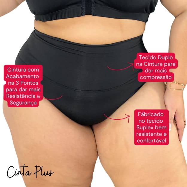 Calcinha Cinta Modeladora Plus Size Feminina Hot Pant Suplex Alta Compressão Cós Alto Liquida 9.9