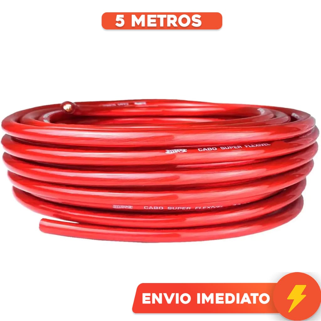 Cabo Som Automotivo Modulo Força Bateria 5 Metros 100% Puro Cobre 50mm Fio Alimentação Technoise