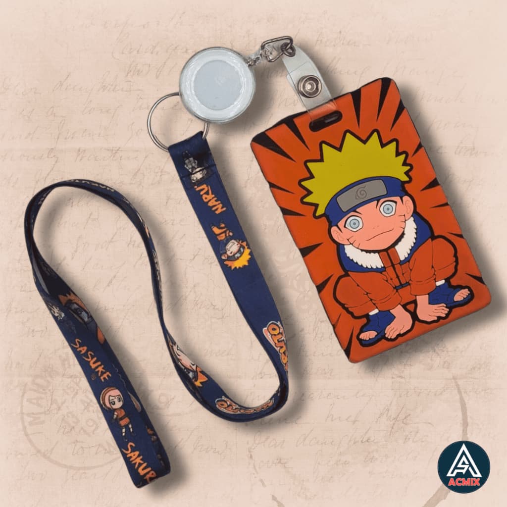 Cordão Naruto para Cartão com Roller Retrátil + Porta Crachá