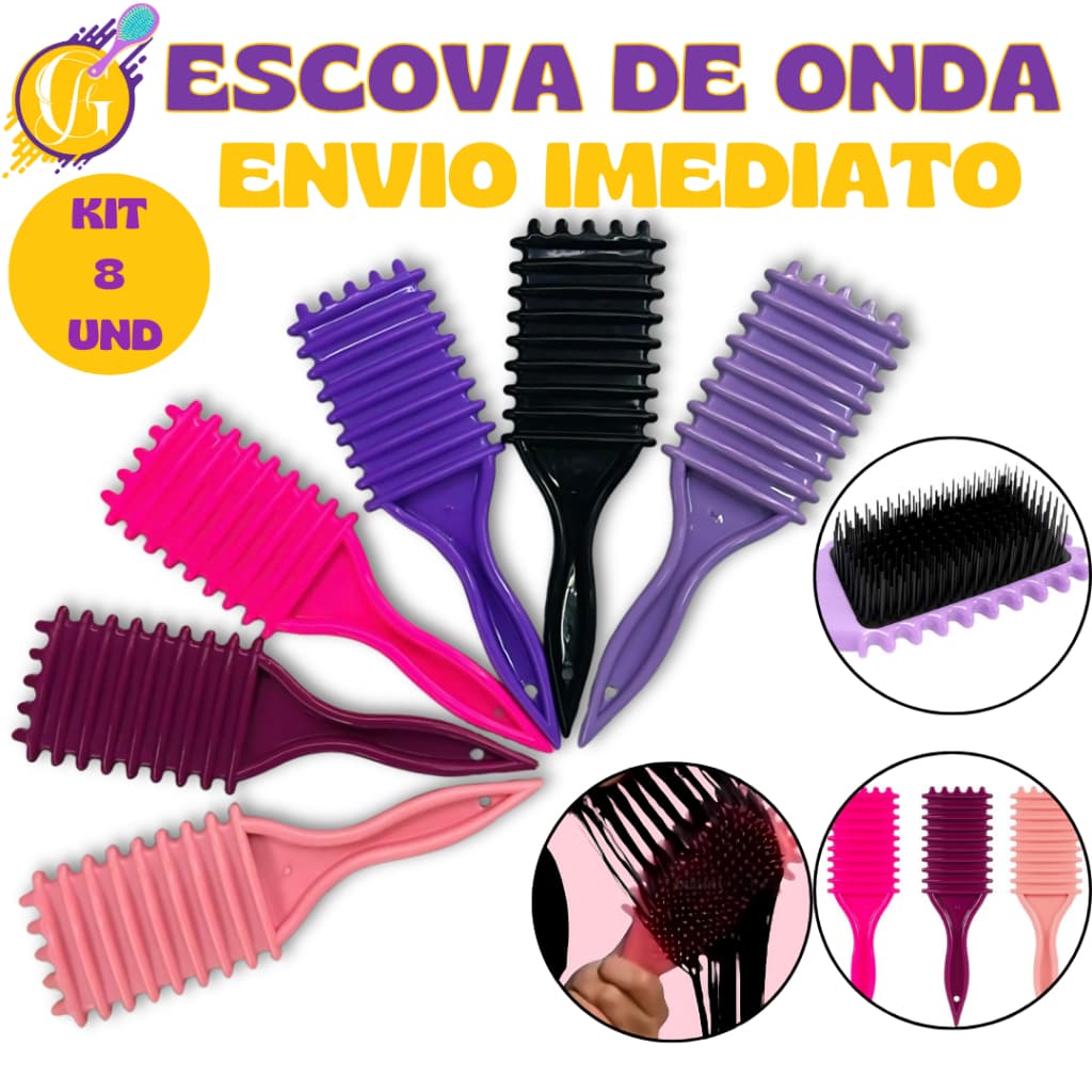 Kit 8 Escova De Ondulação - Com Cerdas - Para Cabelos Cacheados - Unissex - Cacheado - Cabelo - Ondulado