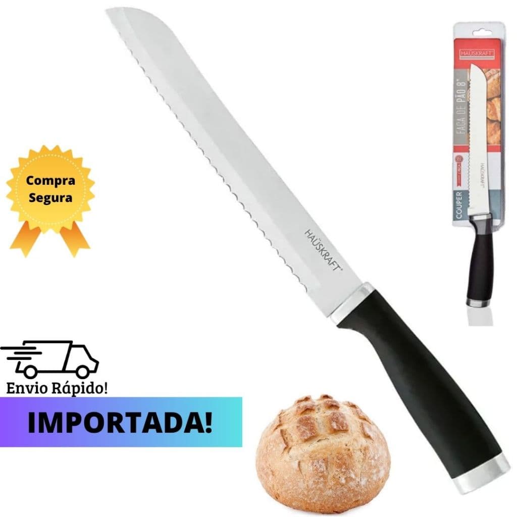 Faca Para Pão Aço Inox Hauskraft Coupe 8 Polegadas Pao Utensílio Cozinha
