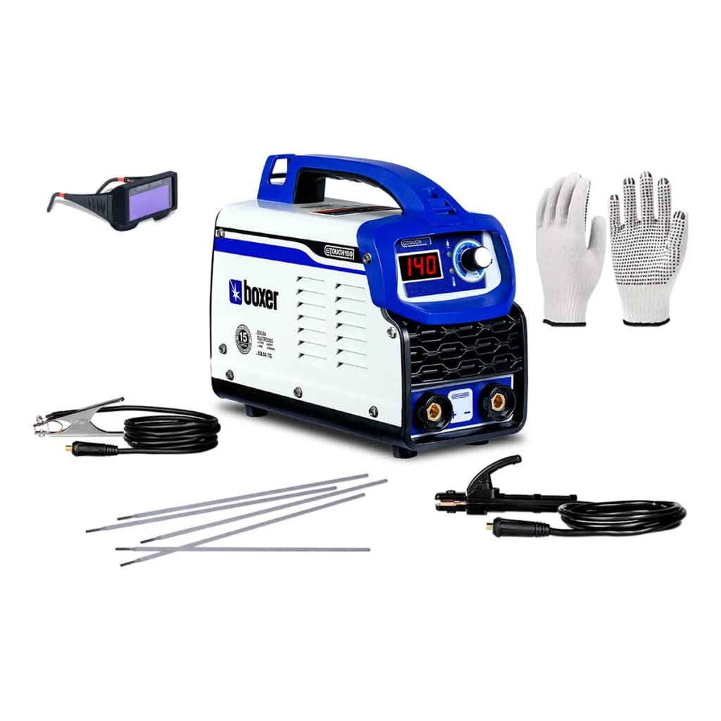 Máquina Inversora de Solda 140Amp Bivolt MMA TIG Touch150 Boxer + Luva Pigmentada EPI