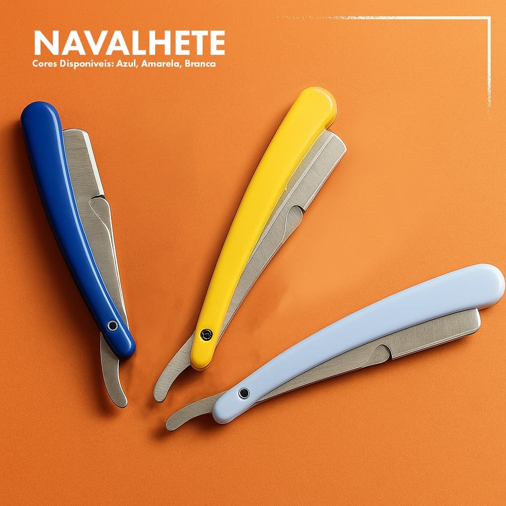 Navalhete Super Barba Aço Inox Cabo Plástico Cores Sortidas