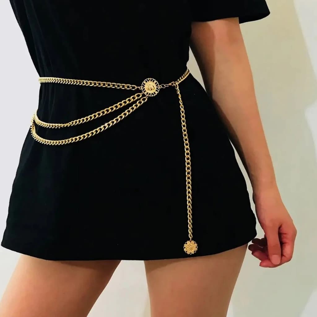 Cinto de Cadeia Ornamental Tendência para Mulheres - Joia Corporal Ajustável de Múltiplas Camadas para Festas de Verão