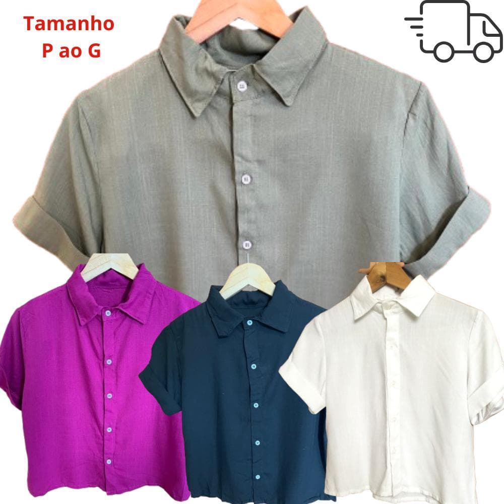 Blusa Feminina com Botões Camisa Feminina com Botões Camisa Branca Feminina Manga Curta