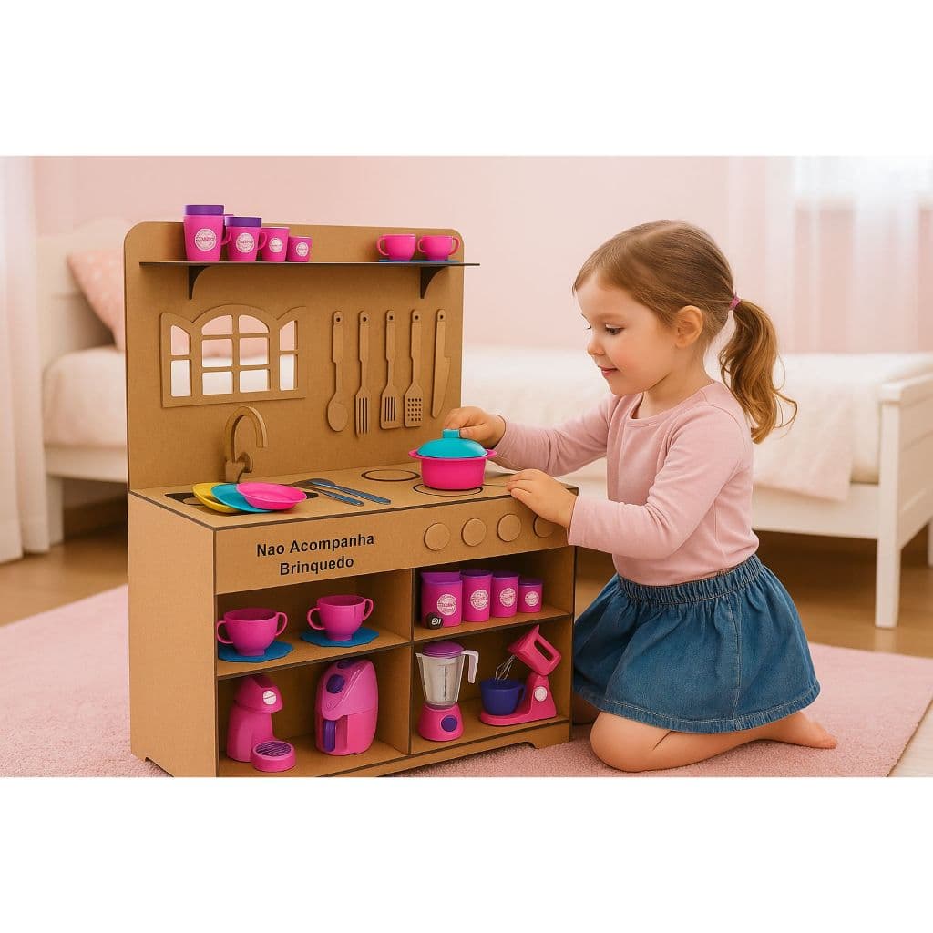 Cozinha Infantil De Madeira Mdf Com Pia E Fogão