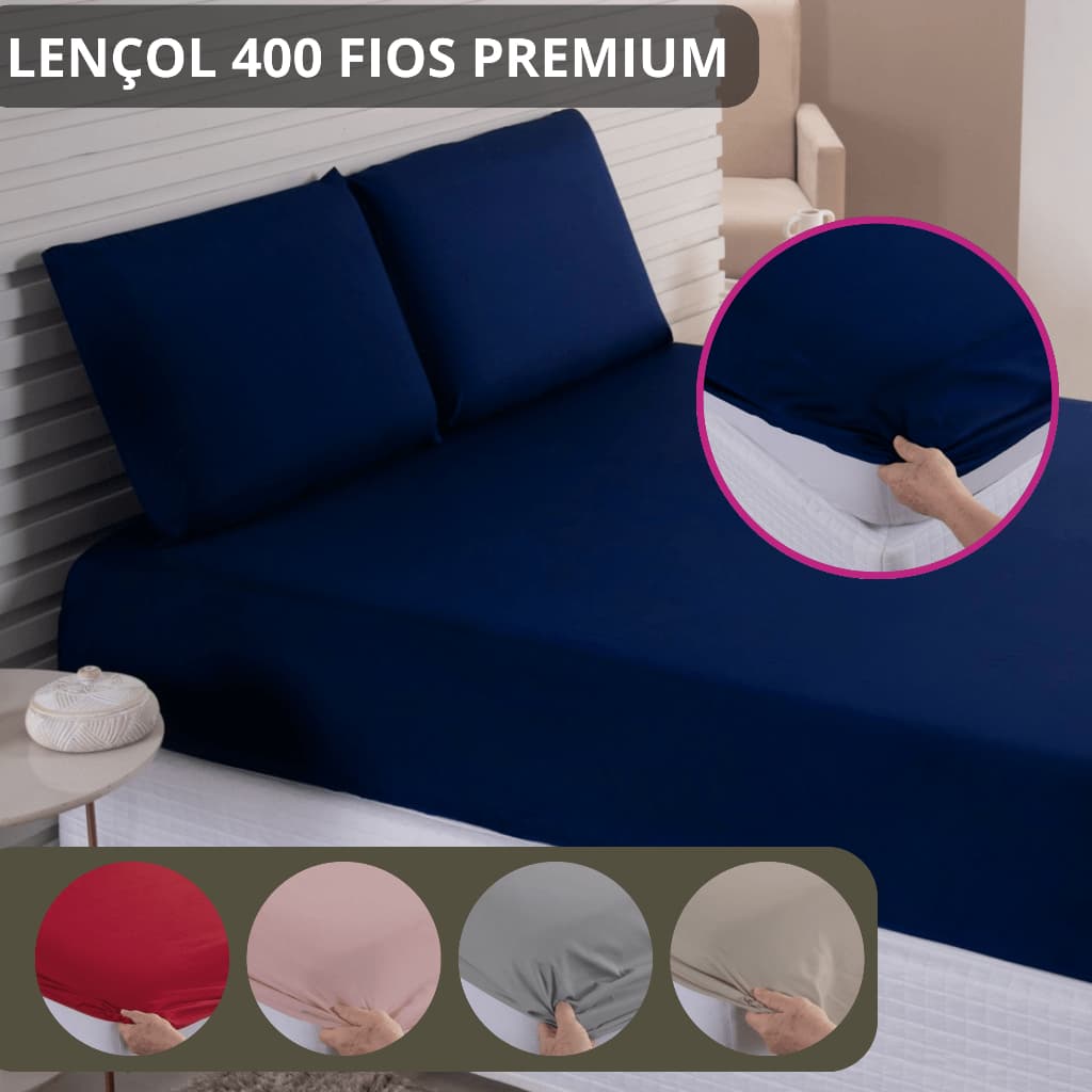 Kit Jogo de Lençol Micropercal 400 Fios Cama King/Queen Size/Casal Padrão Solteiro Toque Extra Macio