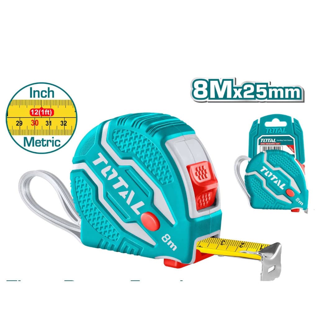 TRENA DE AÇO 8M X 25 MM C/ EMBORRACHADO - Profissional - TOTAL TOOLS