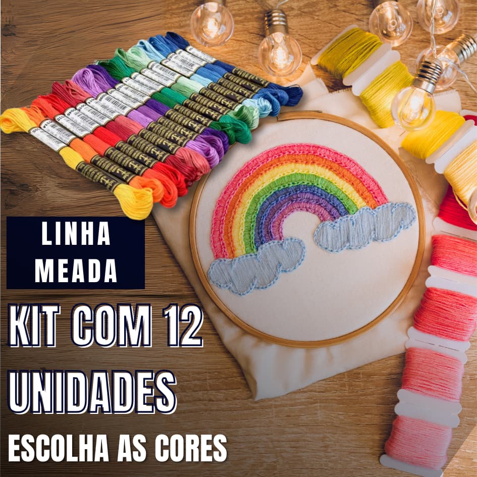 Linha Meada Anchor Mouliné para bordado KIT COM 12 UNI.- ESCOLHA SUA COR