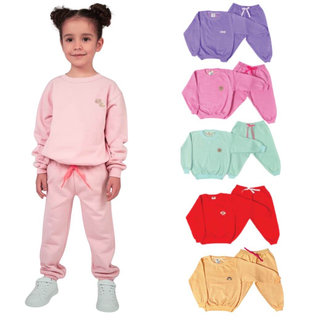 KIT 6 Peças Conjunto Moletom Menina Feminino Inverno Menina - Lisos
