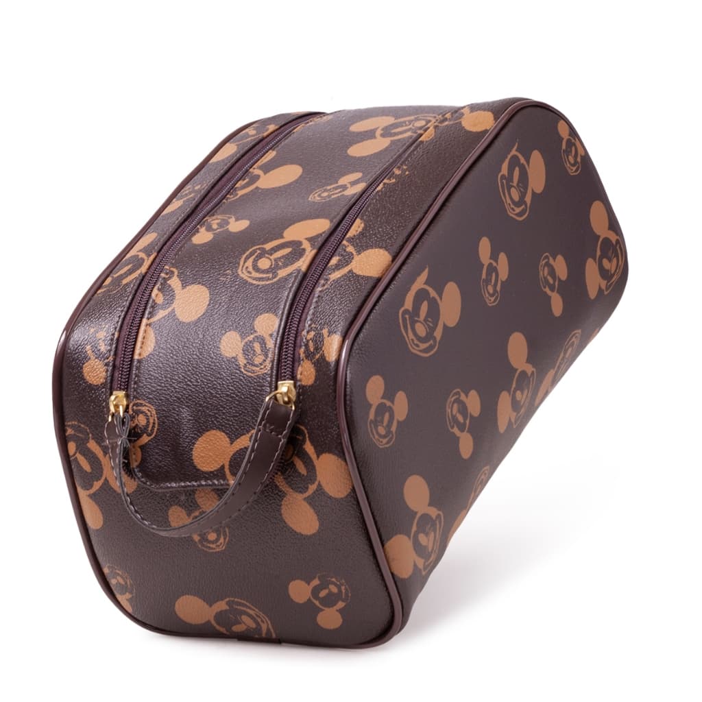 necessaire grande com bolso mickey e minnie fecho em ziper