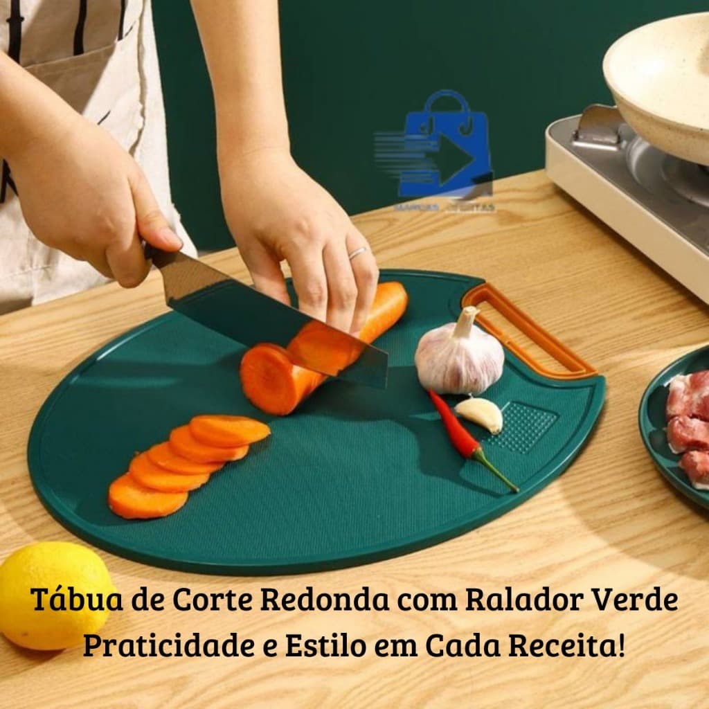 Tábua de Corte Redonda com Ralador  Verde Tábua de Carne ralador Praticidade e Estilo