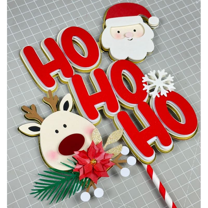 Topo/Topper de Bolo Natal HOHOHO e FELIZ NATAL para NATAL