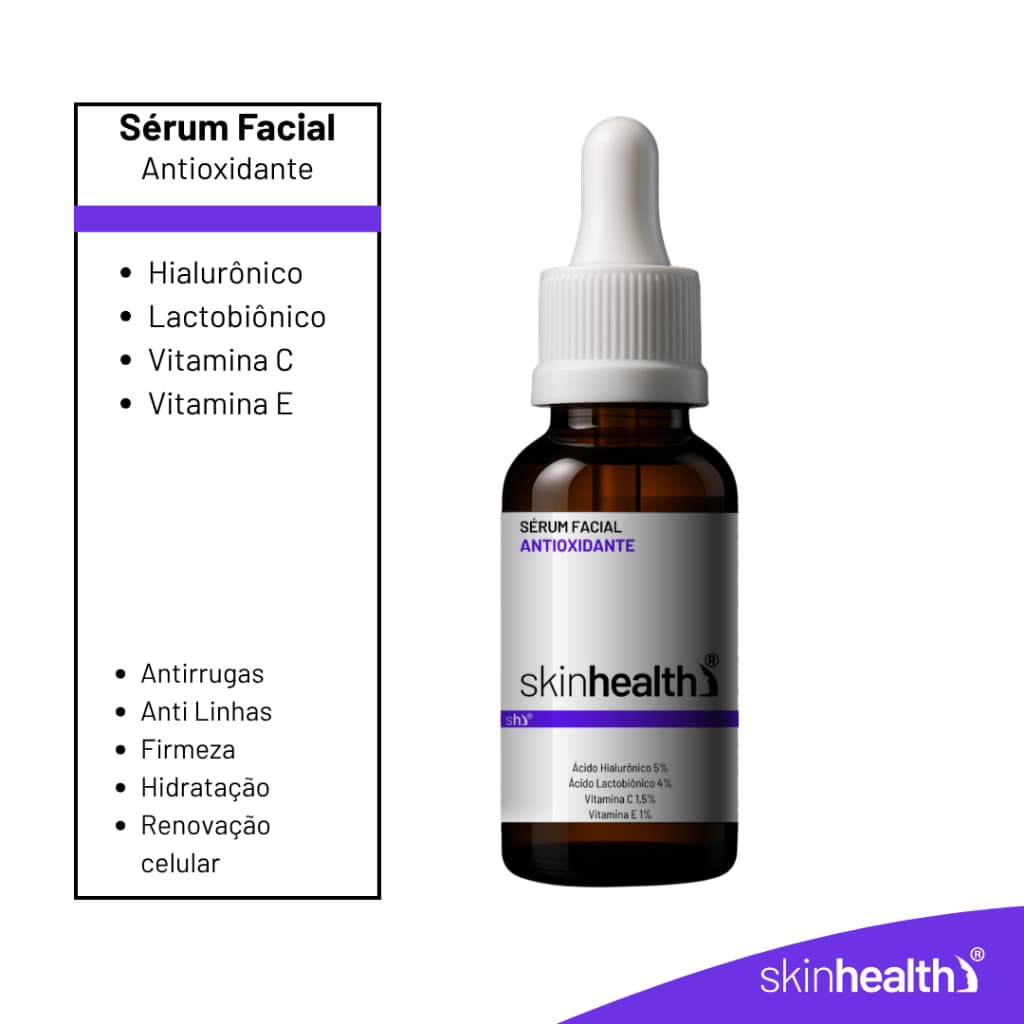 Sérum Antioxidante -  Ácido Hialurônico 5% - Hidratante Para Peles Enrugadas Sh 30ml