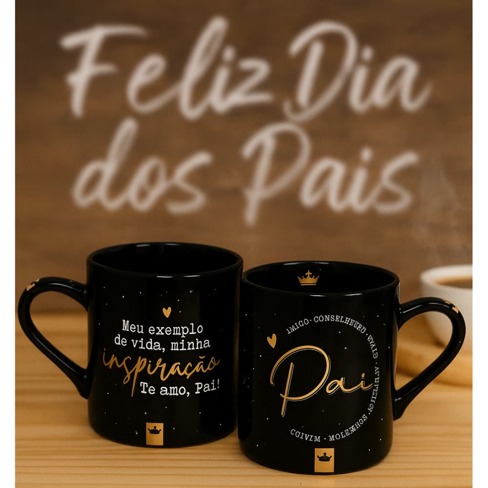 Caneca Dia Dos Pais 300ml Pai Meu Exemplo Presente Lembrancinha Papai Amor Admiração Homem Companheiro