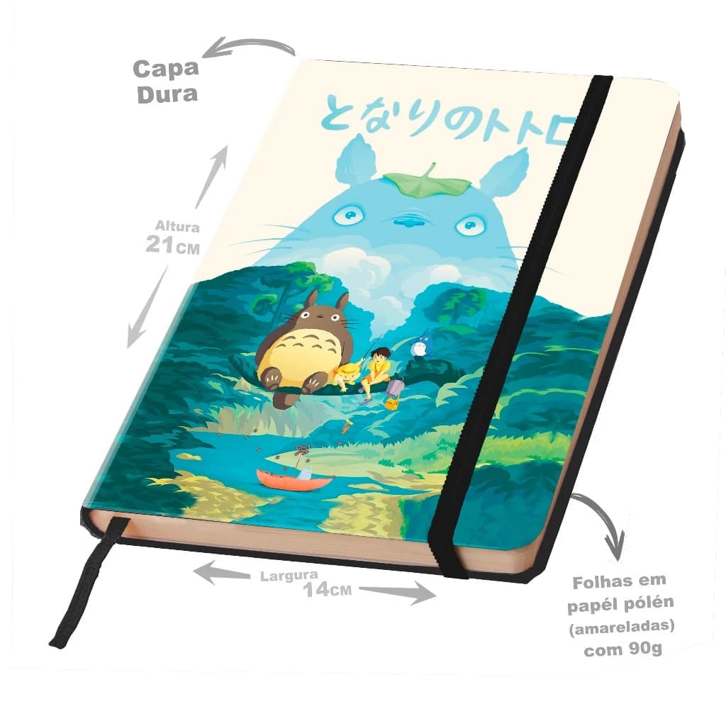 Caderno Sketchbook ou de anotação Capa dura GRANDE 21X14cm tema Totoro