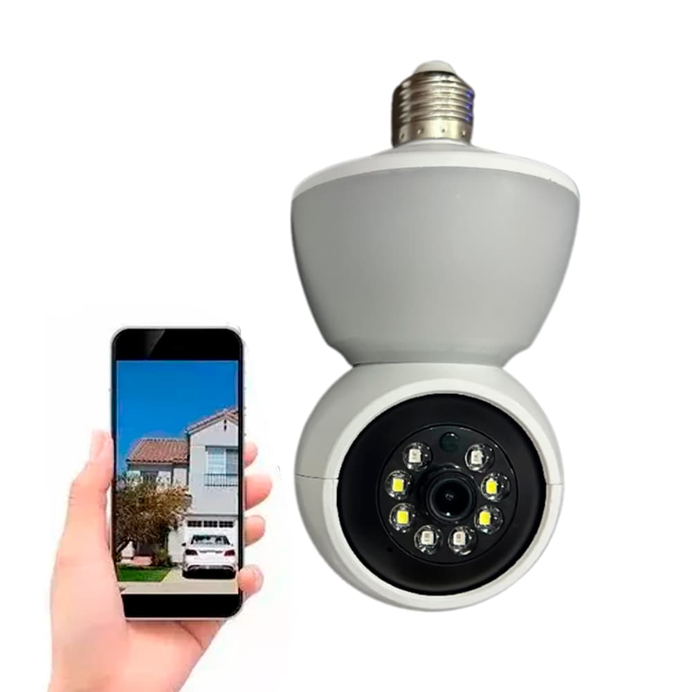 Lâmpada Espiã Câmera IP Wi-Fi Full HD Rotação 360° Monitoramento pelo App Yoosee
