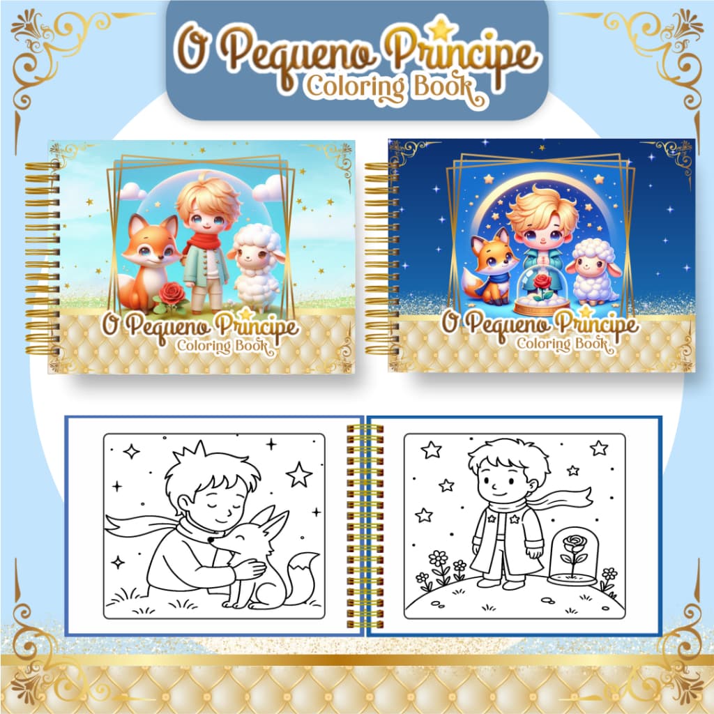 Livro de Colorir O Pequeno Príncipe 50 Folhas 180G Caderno de Desenho Pintura Coloring Book SEM PERSONALIZAÇÃO